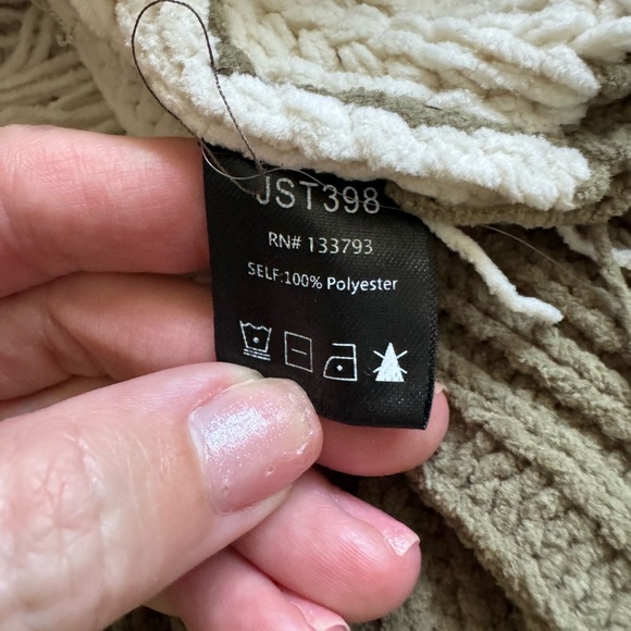 POL Olive and White Cream Striped Distressed Knit Sweater Size Small - Picture 6 of 9